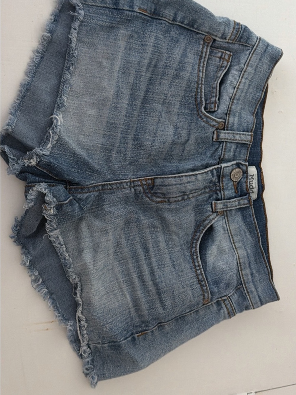 Women's Light Blue Denim Frayed Hem Shorts